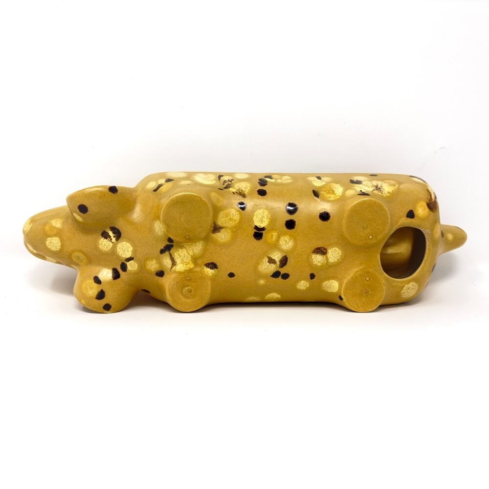 Vtg Dachshund Wiener Dog Serving Cracker Candy Dish Ceramic Bar Sponge Speckled - Picture 8 of 10
